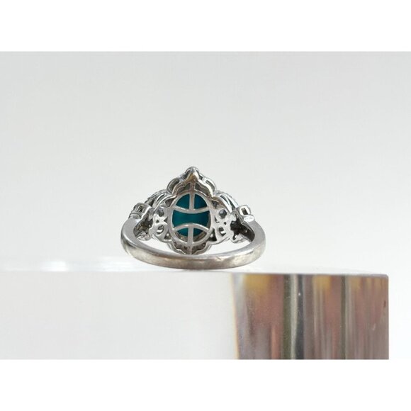Tanzanite & Sleeping Beauty Turquoise Vintage Multi Sterling Silver Ring - sz 10 - Picture 4 of 10